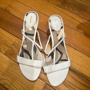 Nina size 8.5 white strappy leather heels.